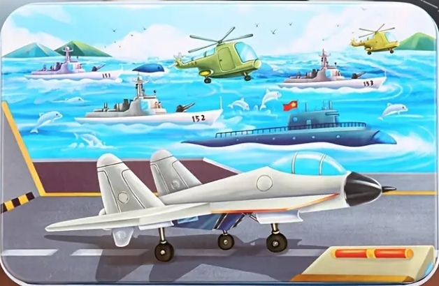 Dřevěná puzzle pro děti Letadlová loď