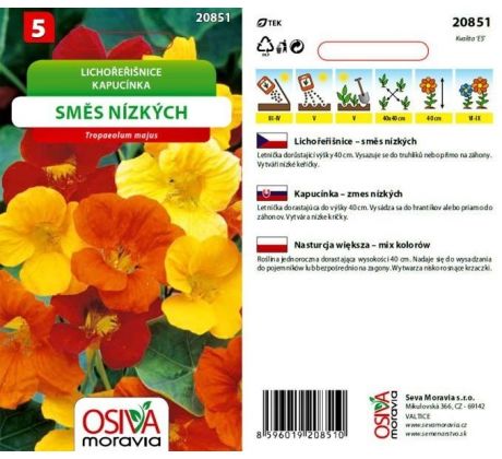 Lichořeřišnice kapucínka - směs nízkých