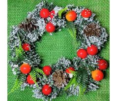 Vánoční věnec - šišky, bobule, houby