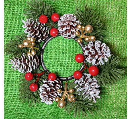 Vánoční věnec - šišky, jmelí